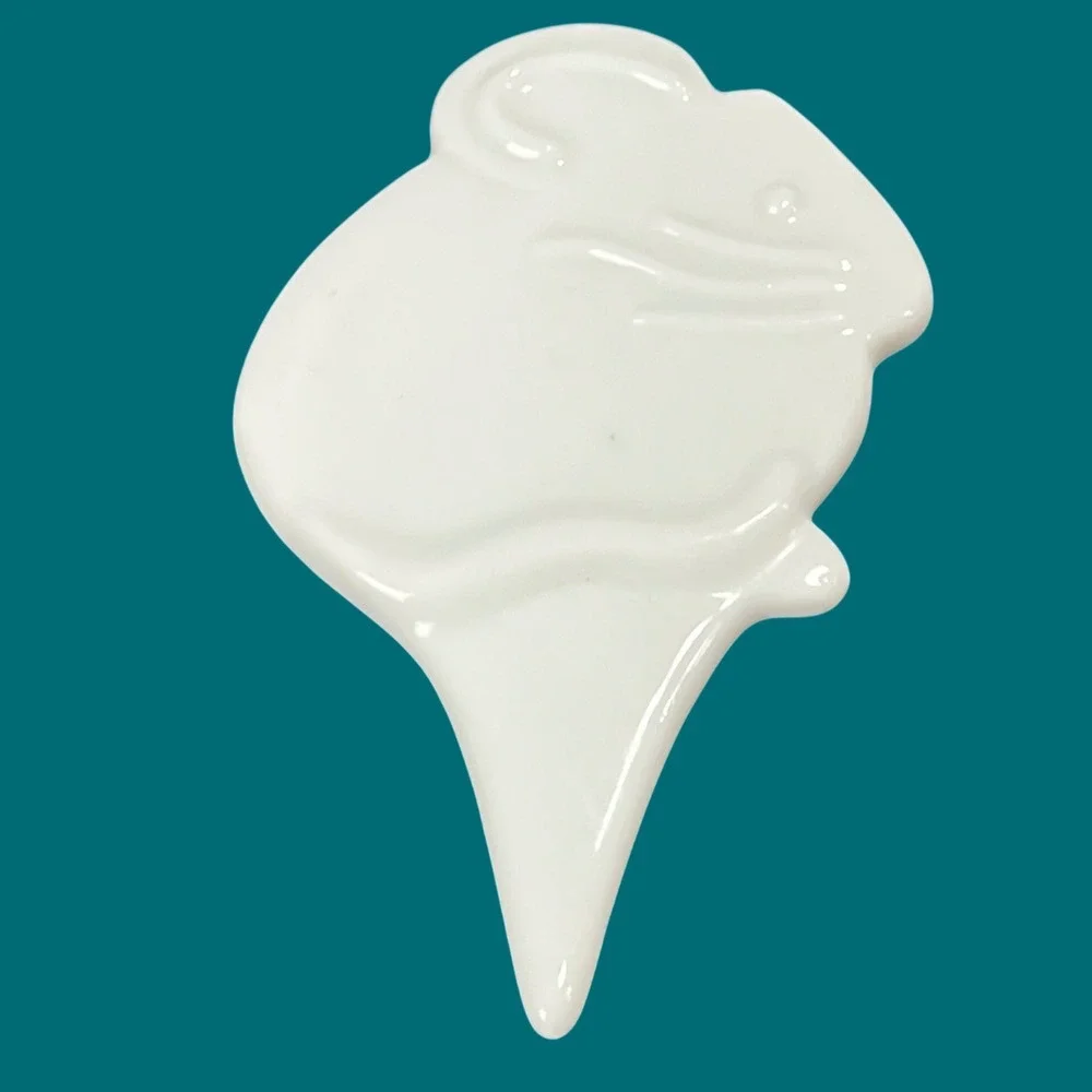 Set 6 Vintage White Ceramic Mouse Cheese Markers Whimsical Charcuterie Tags